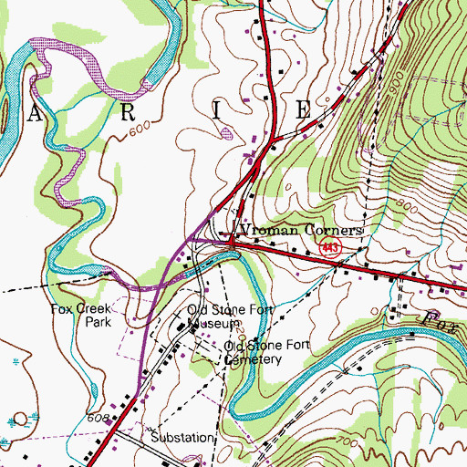 Topographic Map of Vroman Corners, NY