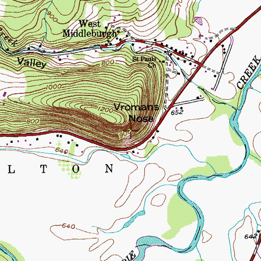 Topographic Map of Vromans Nose, NY