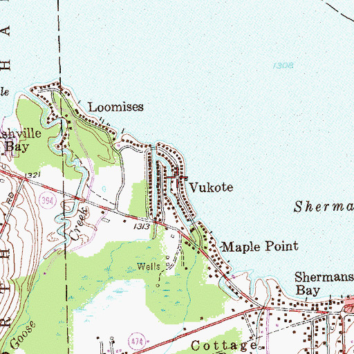 Topographic Map of Vukote, NY