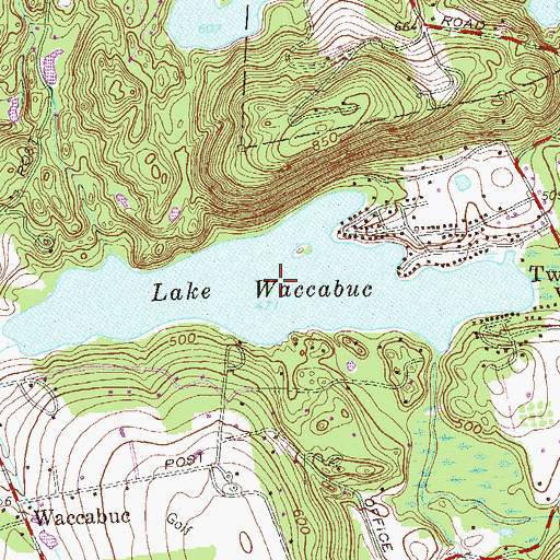 Topographic Map of Lake Waccabuc, NY