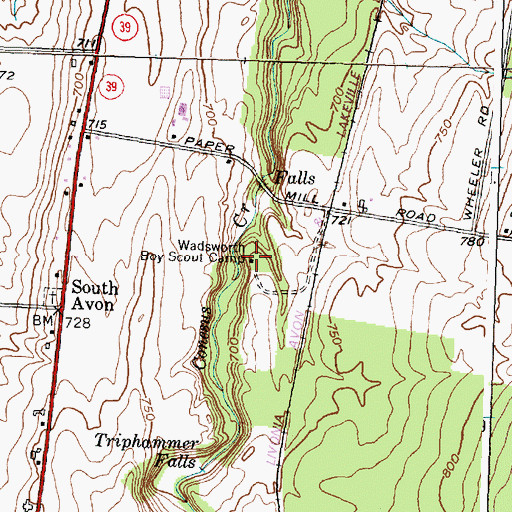 Topographic Map of Wadsworth Boy Scout Camp, NY