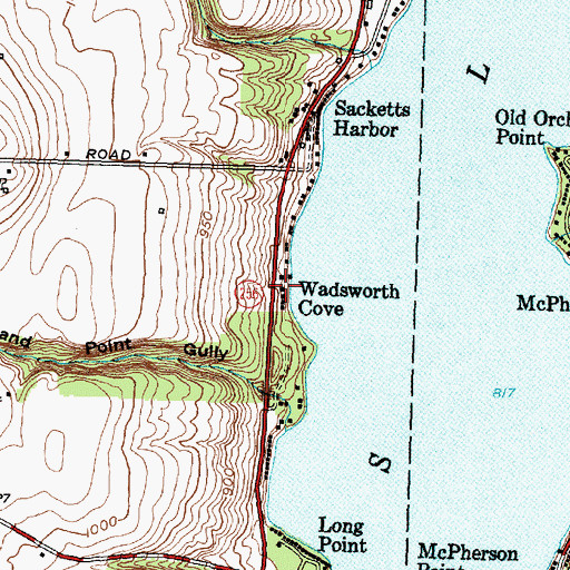 Topographic Map of Wadsworth Cove, NY
