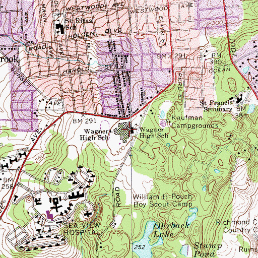 Topographic Map of Susan E Wagner High School, NY
