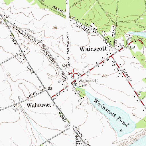 Topographic Map of Wainscott Cemetery, NY