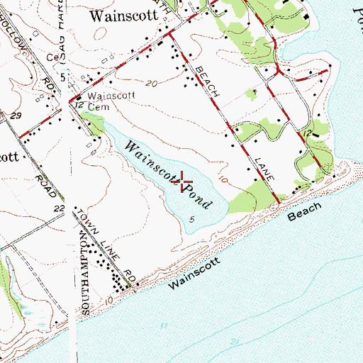 Topographic Map of Wainscott Pond, NY