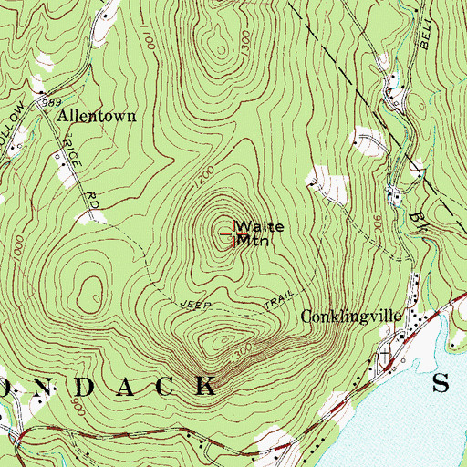 Topographic Map of Waite Mountain, NY