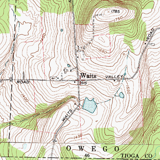 Topographic Map of Waits, NY