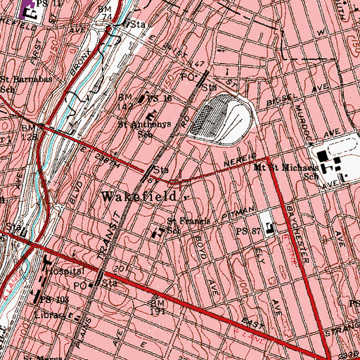 Topographic Map of Wakefield, NY
