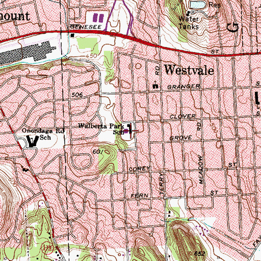 Topographic Map of Walberta Park Primary School, NY