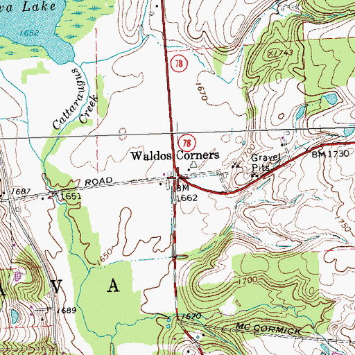 Topographic Map of Waldos Corners, NY