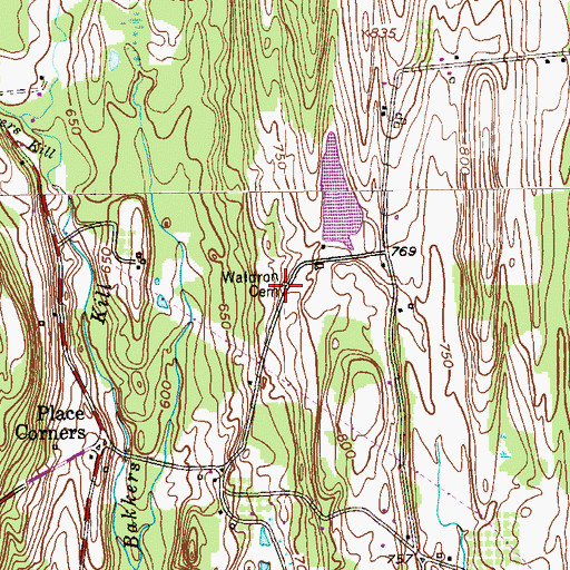 Topographic Map of Waldron Cemetery, NY