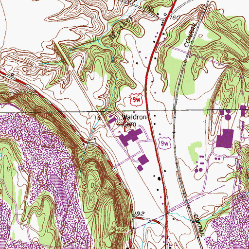 Topographic Map of Waldron Cemetery, NY