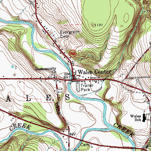 Topographic Map of Wales Center, NY