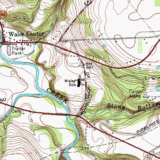 Topographic Map of Wales Primary School, NY
