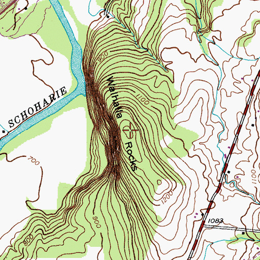 Topographic Map of Walhalla Rocks, NY