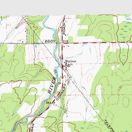 Topographic Map of Walker Cemetery, NY