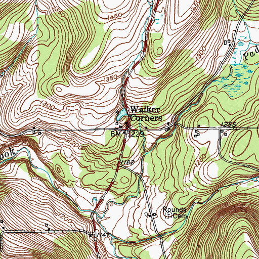 Topographic Map of Walker Corners, NY