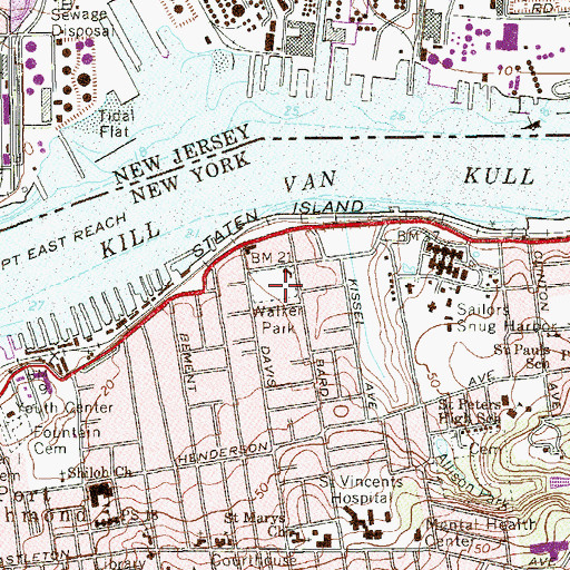 Topographic Map of Walker Park, NY