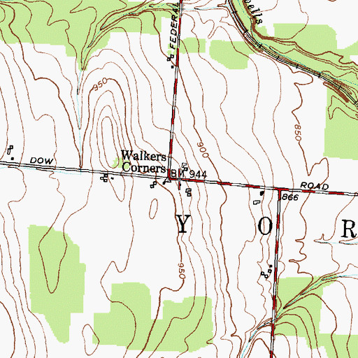 Topographic Map of Walkers Corners, NY