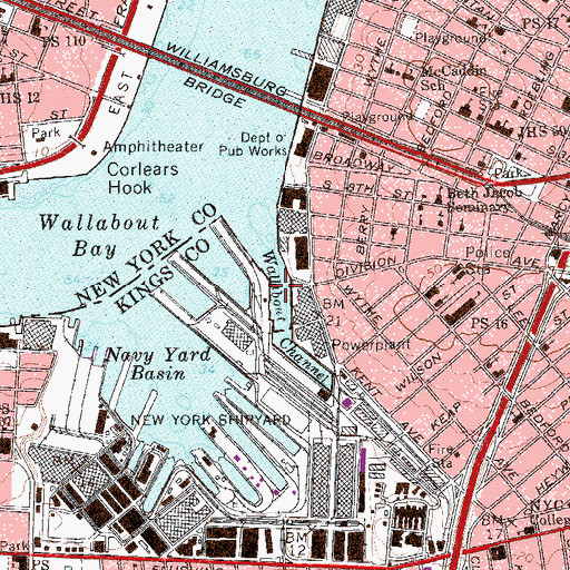 Topographic Map of Wallabout Channel, NY