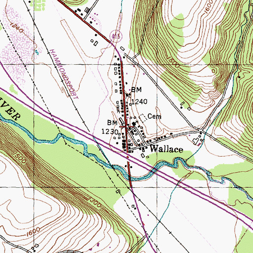 Topographic Map of Wallace, NY