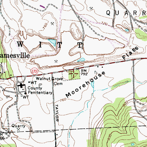 Topographic Map of Jamesville Walnut Grove Cemetery, NY