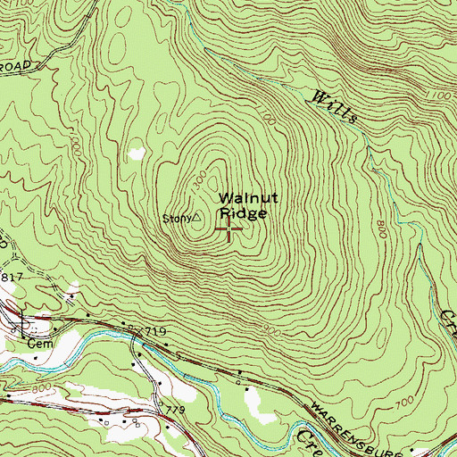 Topographic Map of Walnut Ridge, NY