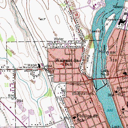 Topographic Map of Walradt Street School, NY