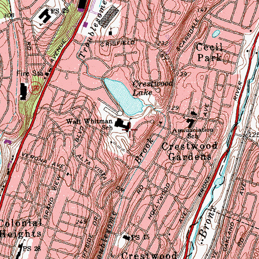 Topographic Map of Robert C Dodson School, NY