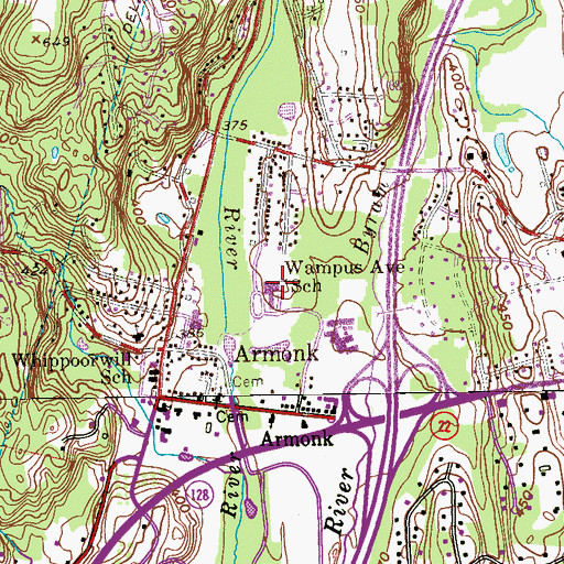 Topographic Map of Wampus Avenue School, NY