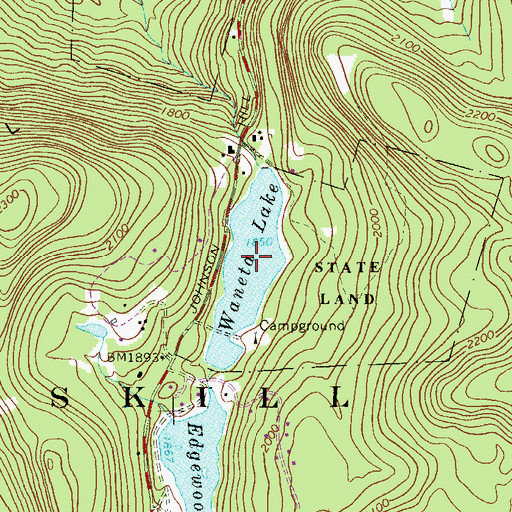 Topographic Map of Waneta Lake, NY
