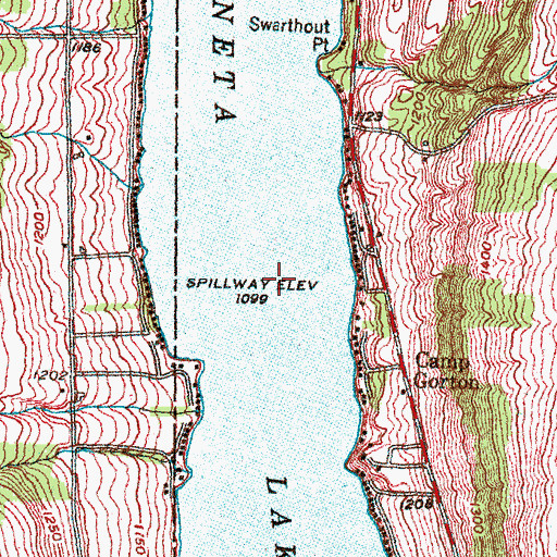Topographic Map of Waneta Lake, NY