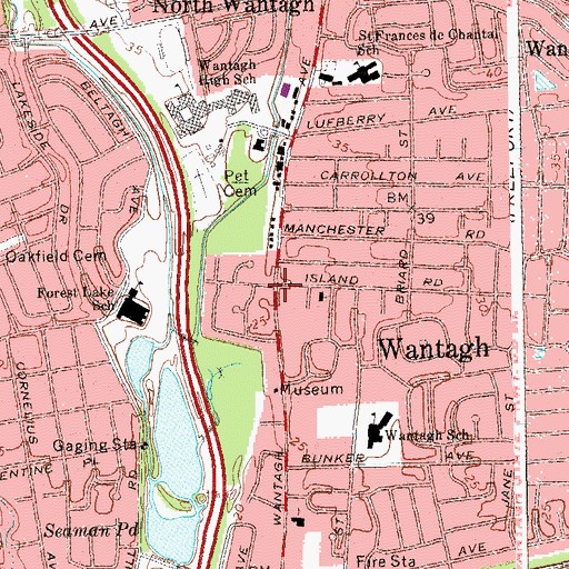 Topographic Map of Wantagh, NY