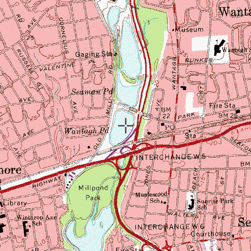 Topographic Map of Wantagh Pond, NY