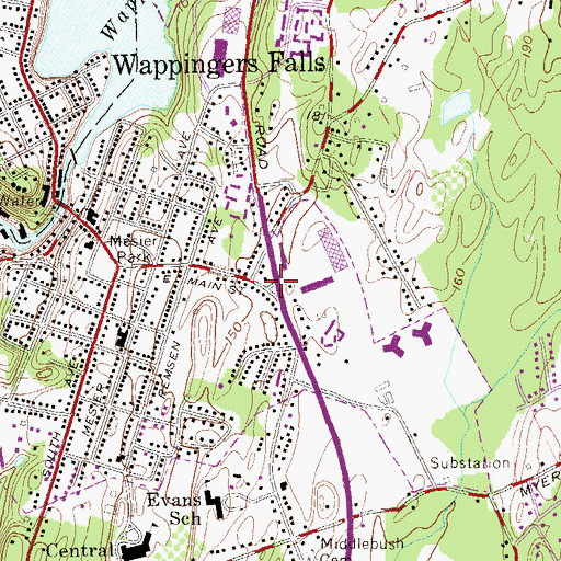 Topographic Map of Wappingers Falls, NY