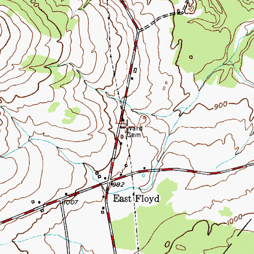 Topographic Map of Ward Cemetery, NY