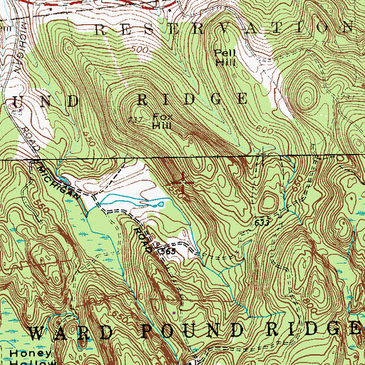 Topographic Map of Ward Pound Ridge Reservation, NY
