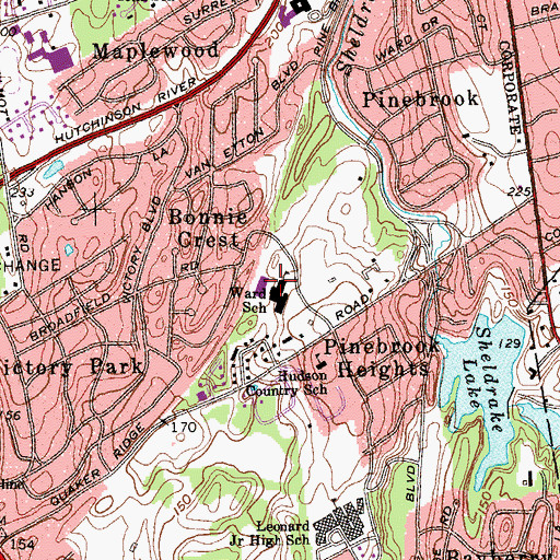 Topographic Map of William B Ward Elementary School, NY