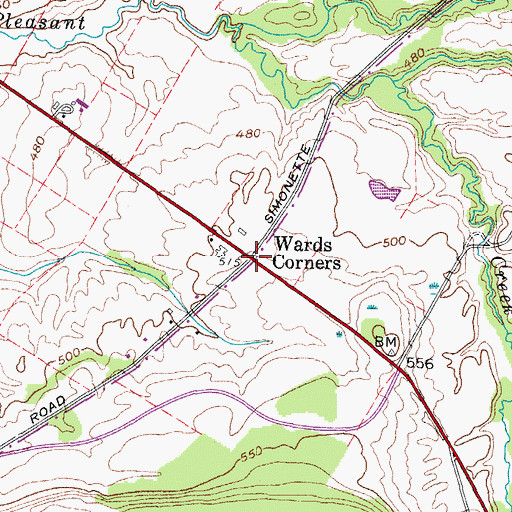Topographic Map of Wards Corners, NY