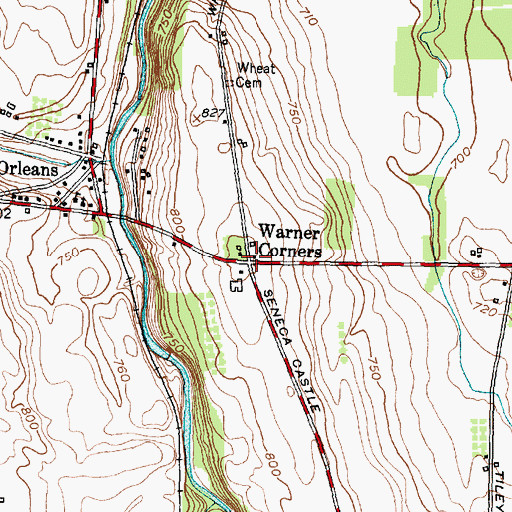 Topographic Map of Warner Corners, NY