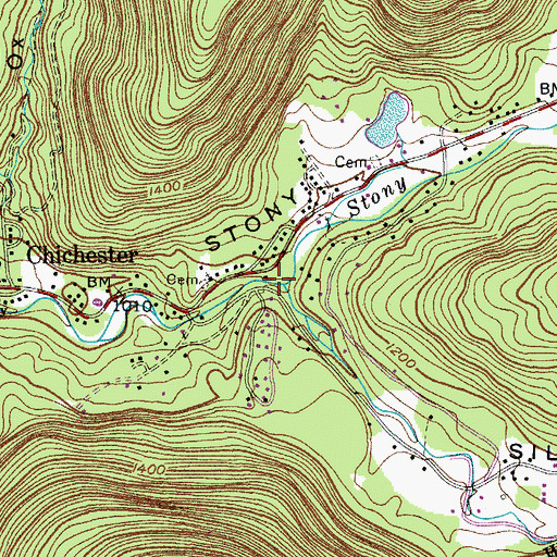 Topographic Map of Warner Creek, NY