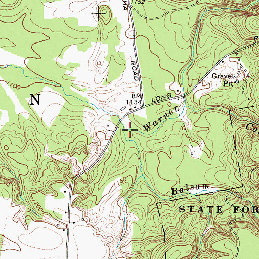 Topographic Map of Warner Creek, NY