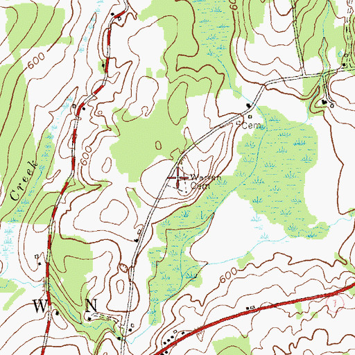 Topographic Map of Warren Cemetery, NY