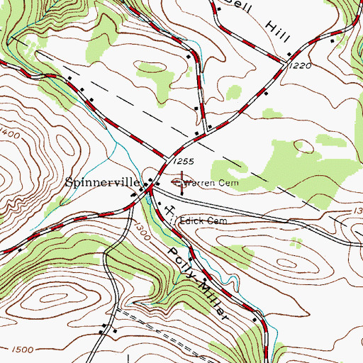 Topographic Map of Warren Cemetery, NY