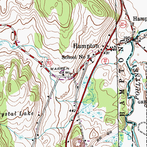 Topographic Map of Warren Cemetery, NY