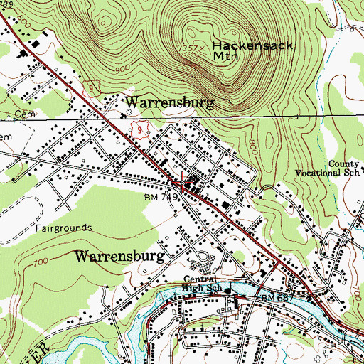 Topographic Map of Warrensburg, NY