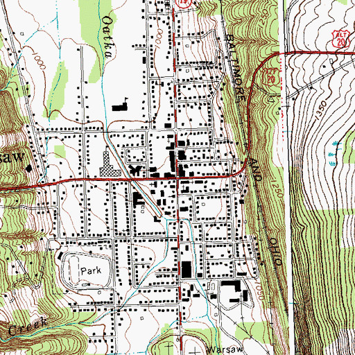 Topographic Map of Warsaw, NY