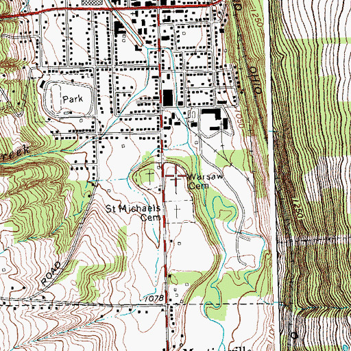 Topographic Map of Warsaw Cemetery, NY