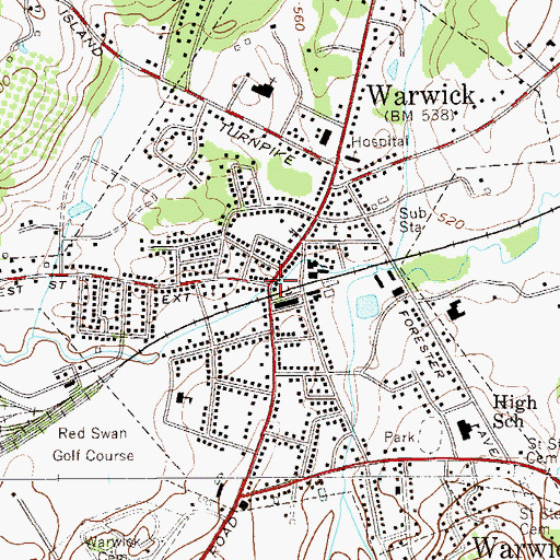 Topographic Map of Warwick, NY