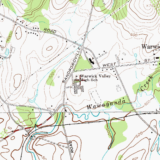 Topographic Map of Warwick Valley High School, NY